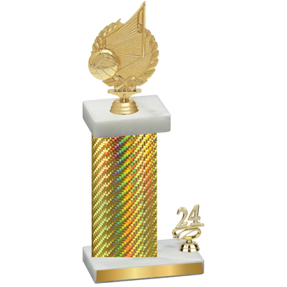 Accented Single Gold Carbon Fiber Year Volleyball Trophy