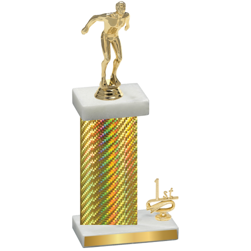 Accented Single Gold Carbon Fiber First Place Swimming Trophy