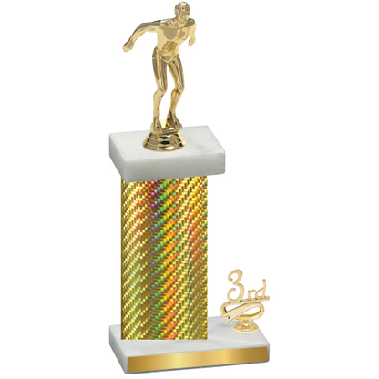 Accented Single Gold Carbon Fiber Third Place Swimming Trophy