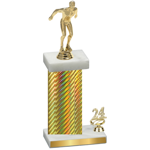 Accented Single Gold Carbon Fiber Year Swimming Trophy