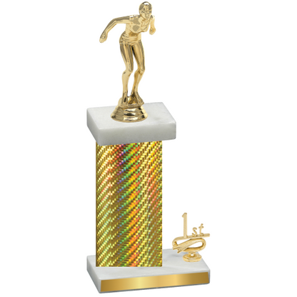 Accented Single Gold Carbon Fiber First Place Tennis Trophy