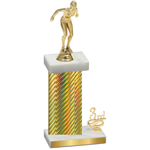 Accented Single Gold Carbon Fiber Third Place Tennis Trophy