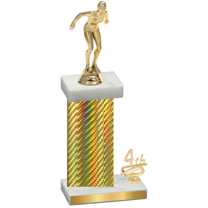 Accented Single Gold Carbon Fiber Fourth Place Tennis Trophy