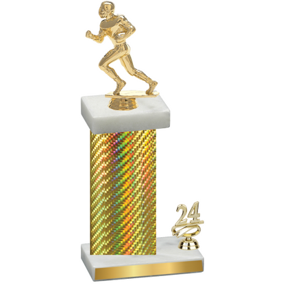 Accented Single Gold Carbon Fiber Year Football Trophy