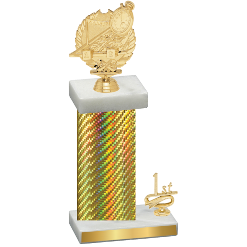 Accented Single Gold Carbon Fiber First Place Swimming Trophy