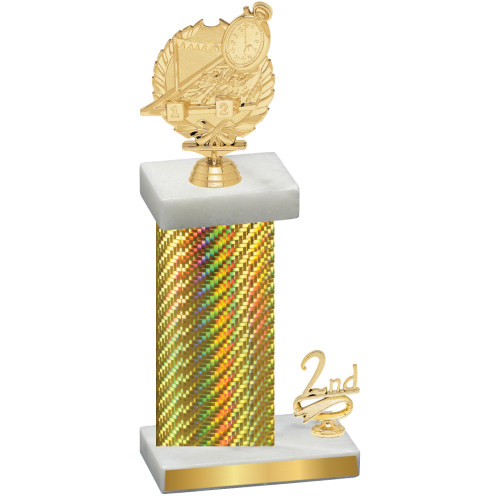 Accented Single Gold Carbon Fiber Second Place Swimming Trophy