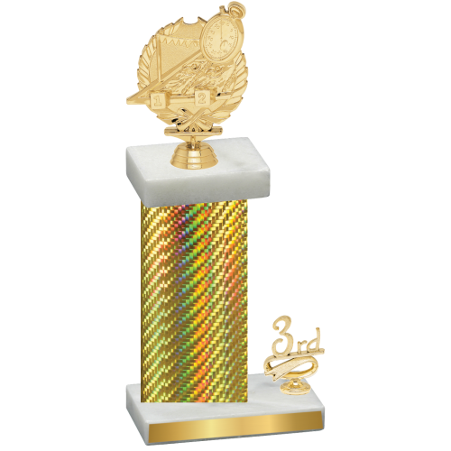 Accented Single Gold Carbon Fiber Third Place Swimming Trophy