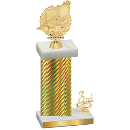 Accented Single Gold Carbon Fiber Third Place Swimming Trophy