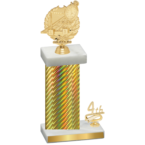 Accented Single Gold Carbon Fiber Fourth Place Swimming Trophy