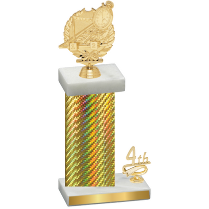 Accented Single Gold Carbon Fiber Fourth Place Swimming Trophy