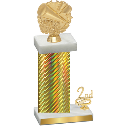 Accented Single Gold Carbon Fiber Second Place Cheerleading Trophy