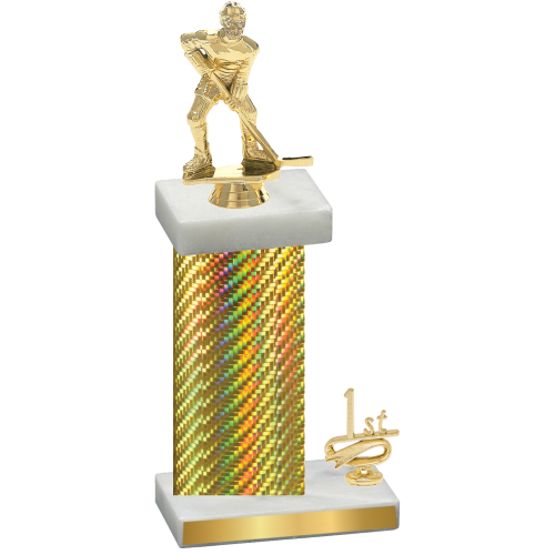 Accented Single Gold Carbon Fiber First Place Hockey Trophy