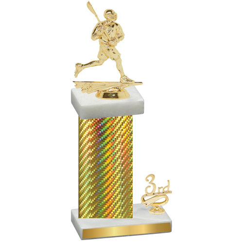 Accented Single Gold Carbon Fiber Third Place Lacrosse Trophy