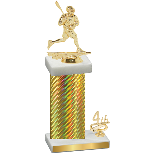Accented Single Gold Carbon Fiber Fourth Place Lacrosse Trophy