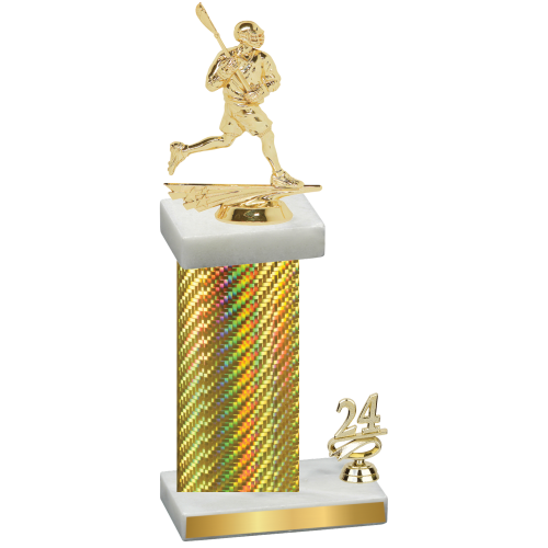 Accented Single Gold Carbon Fiber Year Lacrosse Trophy