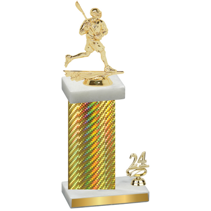 Accented Single Gold Carbon Fiber Year Lacrosse Trophy