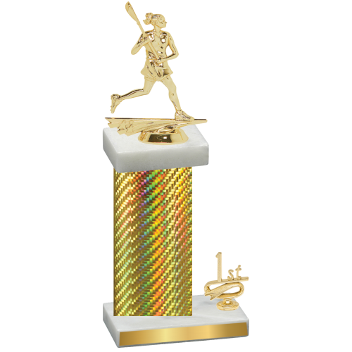 Accented Single Gold Carbon Fiber First Place Lacrosse Trophy