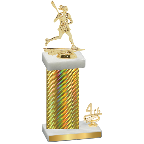 Accented Single Gold Carbon Fiber Fourth Place Lacrosse Trophy