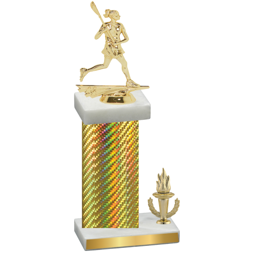 Accented Single Gold Carbon Fiber Victory Lacrosse Trophy