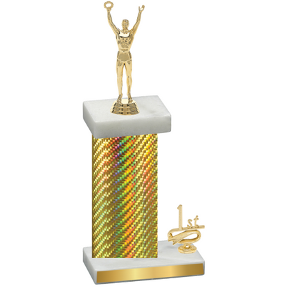 Accented Single Gold Carbon Fiber First Place Victory Trophy