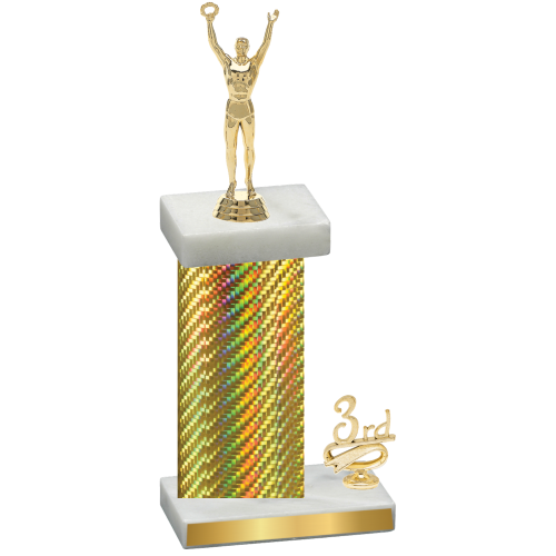 Accented Single Gold Carbon Fiber Third Place Victory Trophy