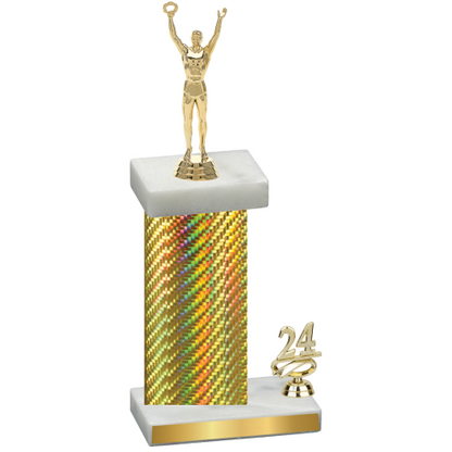 Accented Single Gold Carbon Fiber Year Victory Trophy