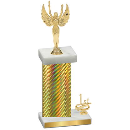 Accented Single Gold Carbon Fiber First Place Victory Trophy