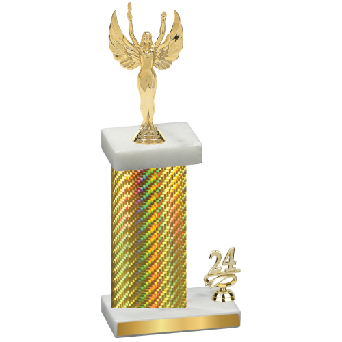 Accented Single Gold Carbon Fiber Year Victory Trophy