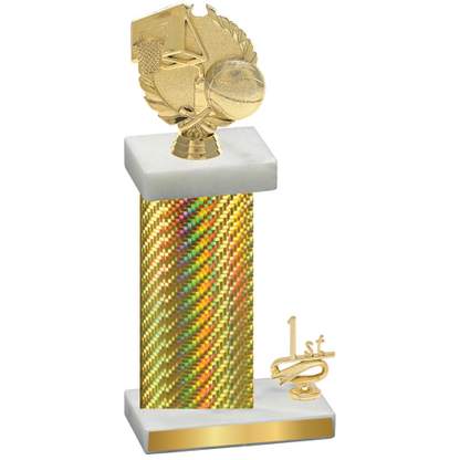 Accented Single Gold Carbon Fiber First Place Basketball Trophy