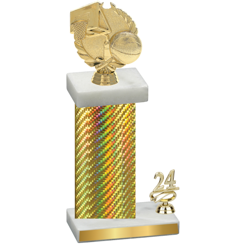 Accented Single Gold Carbon Fiber Year Basketball Trophy