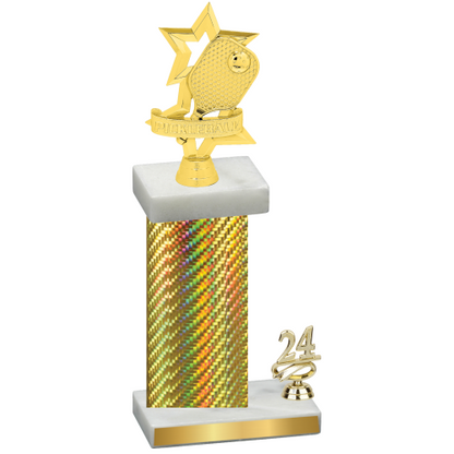 Accented Single Gold Carbon Fiber Year Pickleball Trophy