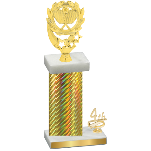 Accented Single Gold Carbon Fiber Fourth Place Pickleball Trophy