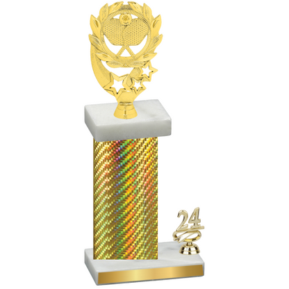 Accented Single Gold Carbon Fiber Year Pickleball Trophy