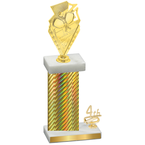 Accented Single Gold Carbon Fiber Fourth Place Pickleball Trophy