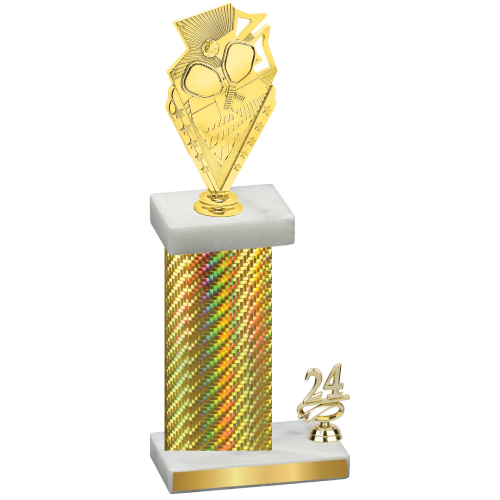 Accented Single Gold Carbon Fiber Year Pickleball Trophy