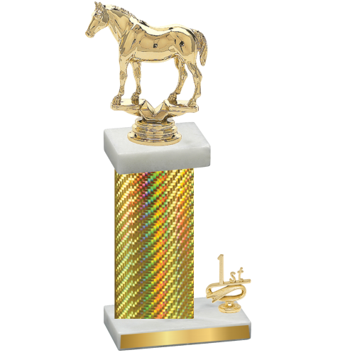 Accented Single Gold Carbon Fiber First Place Horses Trophy