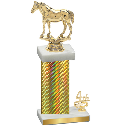 Accented Single Gold Carbon Fiber Fourth Place Horses Trophy