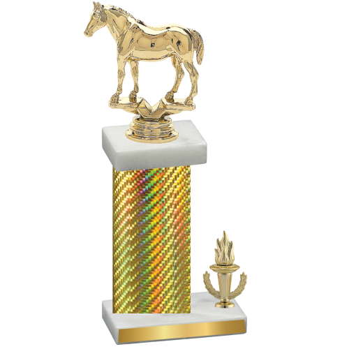 Accented Single Gold Carbon Fiber Victory Horses Trophy