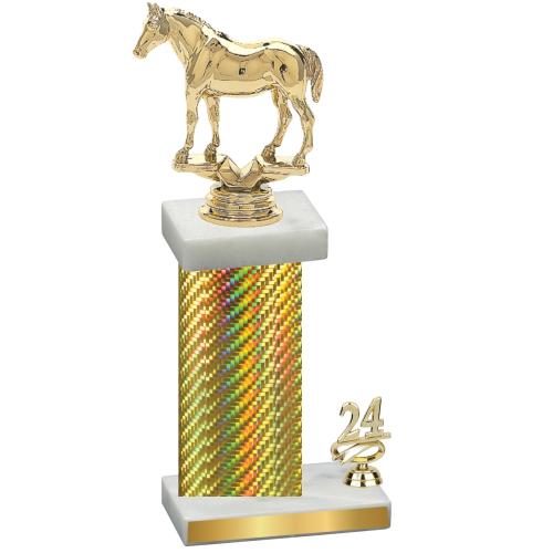 Accented Single Gold Carbon Fiber Year Horses Trophy