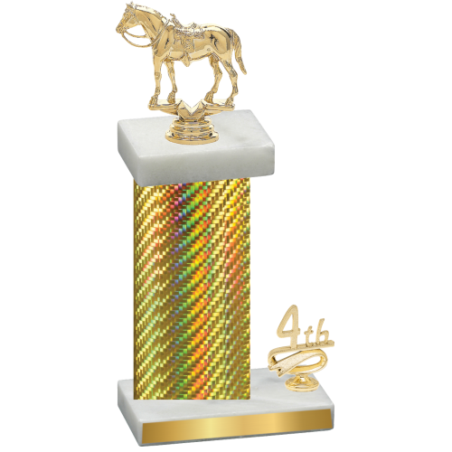 Accented Single Gold Carbon Fiber Fourth Place Horses Trophy