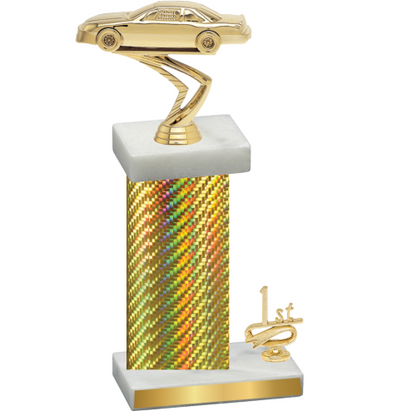 Accented Single Gold Carbon Fiber First Place Cars Trophy