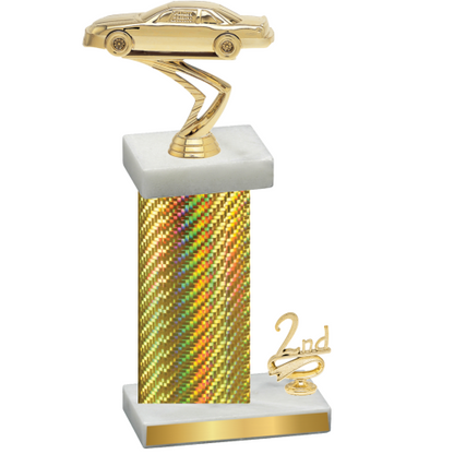 Accented Single Gold Carbon Fiber Second Place Cars Trophy