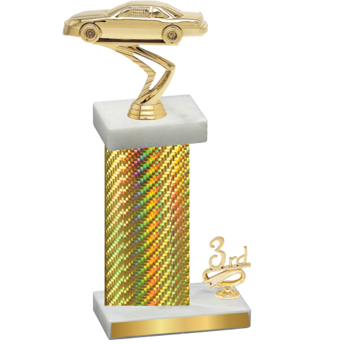 Accented Single Gold Carbon Fiber Third Place Cars Trophy