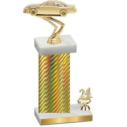 Accented Single Gold Carbon Fiber Year Cars Trophy