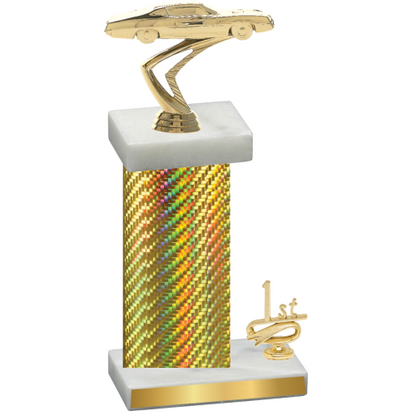 Accented Single Gold Carbon Fiber First Place Cars Trophy