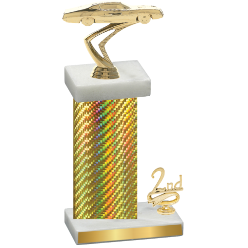 Accented Single Gold Carbon Fiber Second Place Cars Trophy