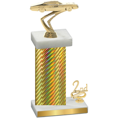 Accented Single Gold Carbon Fiber Second Place Cars Trophy