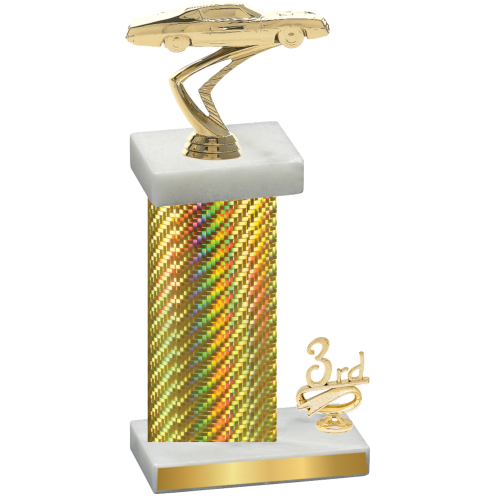 Accented Single Gold Carbon Fiber Third Place Cars Trophy