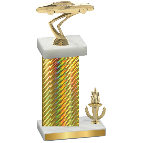 Accented Single Gold Carbon Fiber Victory Cars Trophy