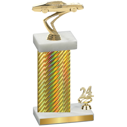 Accented Single Gold Carbon Fiber Year Cars Trophy